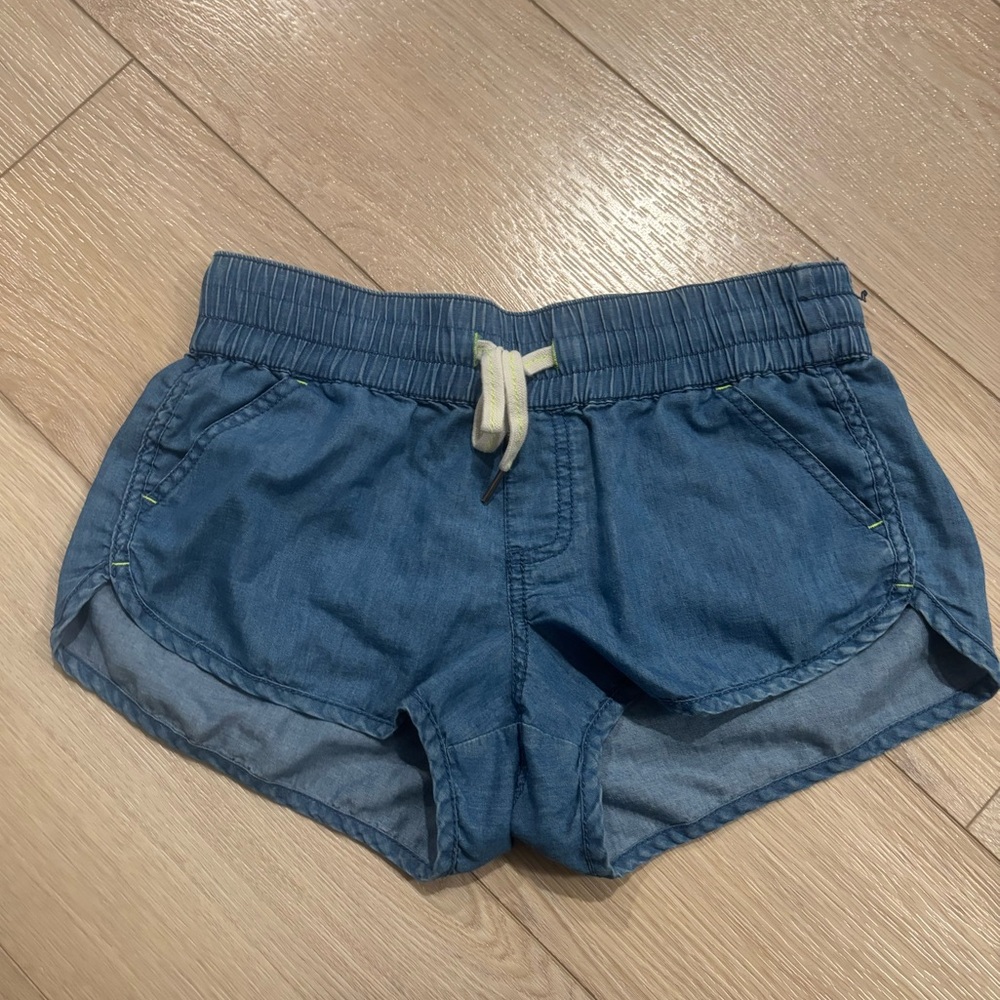 Blue Soft Cotton Denim Shorts with Drawstring